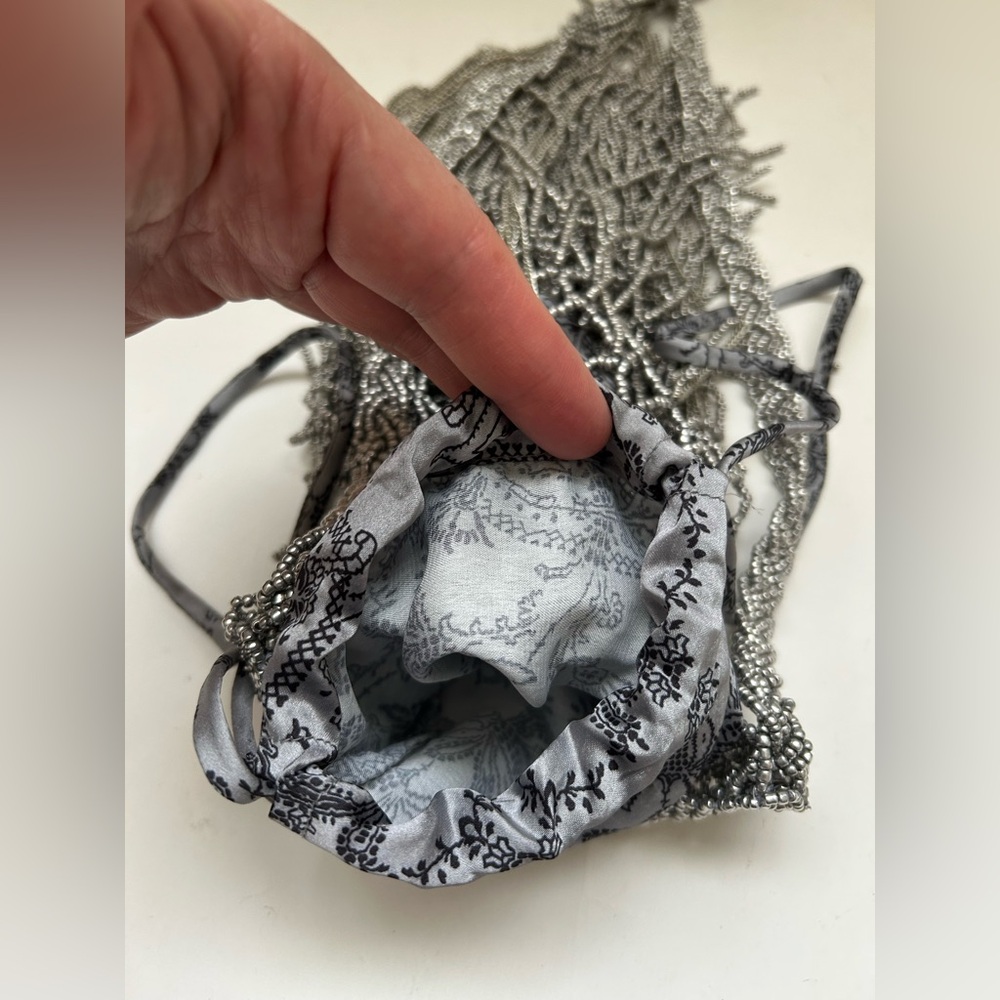 Free People NWT silver tone Hayes beaded pewter shoulder tote bag - Picture 8 of 10